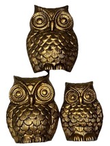 3 Sizes Vintage Owl Family Wall Decor Gold Brass Metal 4 5 6&quot; Retro Anti... - $47.72 CAD