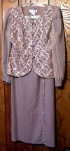 Taupe Rhinestone and Ribbon Embroidery Skirt Set by J Benjamin Sz 8 - $76.50