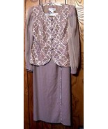 Taupe Rhinestone and Ribbon Embroidery Skirt Set by J Benjamin Sz 8 - £60.15 GBP