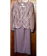 Taupe Rhinestone and Ribbon Embroidery Skirt Set by J Benjamin Sz 8 - $104.73 CAD