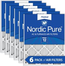 6 Pack Of Nordic Pure 16X20X1 Pleated Ac Furnace Air Filters. - $64.94