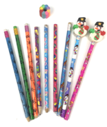 Vintage Lisa Frank Pencils Lot Holiday Topper Eraser Halloween Christmas - $20.00