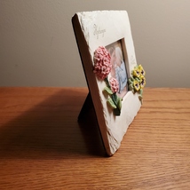 Picture Frame, stone look resin with 3D flowers, Hydrangea Pansy, for 3.5" photo image 2