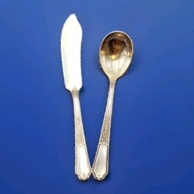 1847 Rogers Bros Ancestral Silverplate Butter Knive &amp; Sugar Spoon Discon... - $366.58 MXN