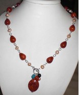  Genuine Natural Red Spongy Coral and FW Pearls Necklace - $894.58 MXN