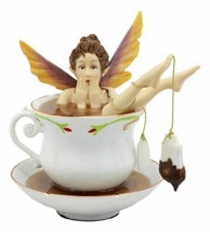 Magical Encounters Shocked Fairy Bathing In Tea Cup Figurine Fantasy Col... - $34.99
