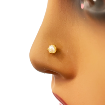 22ct Yellow Gold Freshwater Pearl Claw Single Nose Stud 4.6mm - $75.44