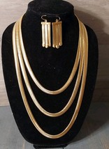 Monet Omega Snake Twisted Collar Necklace Gold Tone 1980&#39;s Dangle Earrin... - $125.00