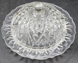 Vintage Indiana Diamond Cut Clear Glass Covered Butter Cheese Dish - 7&quot; ... - $18.78