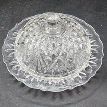 Vintage Indiana Diamond Cut Clear Glass Covered Butter Cheese Dish - 7&quot; ... - $18.78