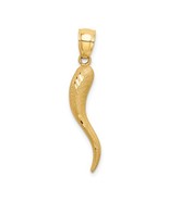 14K Solid Yellow or White Gold Diamond Cut Italian Horn Pendant - 30mm Long - €275,43 EUR