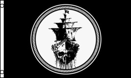 3&#39;X5&#39; Ghost Pirate Ship Flag Black Sea Mutiny Jolly Roger Skull Sword Banner 3X5 - £14.30 GBP