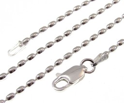 2MM Solid 925 Sterling Silver Italian Oval Rice Bead DOG TAG Chain Necklace - £19.73 GBP+