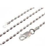 2MM Solid 925 Sterling Silver Italian Oval Rice Bead DOG TAG Chain Necklace - £19.71 GBP+