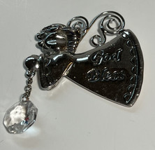 Pendant  Christmas Angel with chain and Clear Acrylic Bead &quot;God Bless on Gown 2&quot; - £3.99 GBP