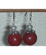 Charming Sponge Coral and Pearls Earrings - £11.18 GBP