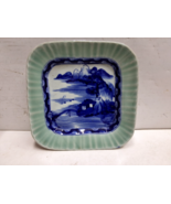Vintage Japanese blue and green square dish - £156.42 GBP