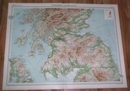 1922 Antique Map Of Southern Scotland / Edinburgh Glasgow Kintyre Islay Arran - £23.38 GBP