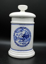 Vintage McCoy Pottery #206S Blue Willow Asian scene 7.5&quot; White Canister ... - £23.45 GBP