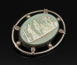 WEDGWOOD 925 Silver - Vintage Open Frame Greek Mythology Brooch Pin - BP... - $72.69