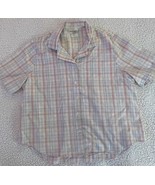 BonWorth Woman&#39;s Pastel Plaid Short Sleeve Button Front Top Size Petite ... - $11.76 CAD