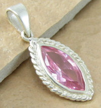  STERLING SILVER 5CTW PRETTY PINK TOPAZ MARQUIS PENDANT - $22.99