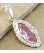  STERLING SILVER 5CTW PRETTY PINK TOPAZ MARQUIS PENDANT - $22.99