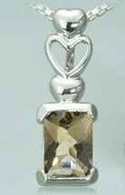 Sterling Silver Radiant Cut Smokey Quartz Pendant - £19.53 GBP