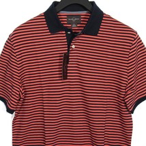 Black Brown 1826 Men&#39;s S/S Polo Shirt Striped Spiced Coral &amp; Navy Size XL - $19.99