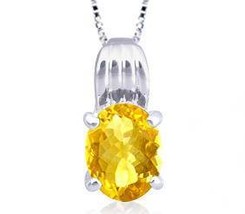 Sterling Silver 1.50ctw Oval Cut Citrine Pendant - £20.77 GBP