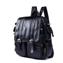 casual fashion simple genuine leather men's women's backpack soft first layer co - £170.63 GBP