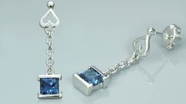 Sterling Silver 1.50CTW Princess Cut London Blue Topaz  Earr - $40.99