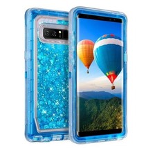 For Samsung S10 Transparent Heavy Duty Glitter Quicksand Case w/Clip BLUE - £5.43 GBP