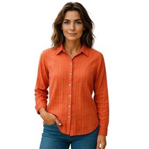 Womens Chicos Red Polyester Shirt Long Sleeve Size 0 (a Little See Throu... - $9.65