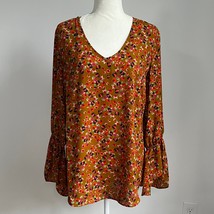 CAbi Limited Edition Floral Print Long Sleeve Burnished Blouse Multi Medium NEW - £23.26 GBP