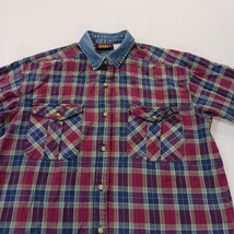 Faded Glory Men's Flannel Large Blue/Red Plaid Pockets Long Sleeve Chest 44" image 12