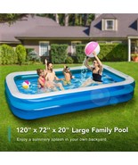 Inflatable Swimming Pool 120x72x20in for 1-5 Kids Kiddie Pools Family Sw... - $1,888.19 MXN