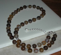 Genuine Natural Brown  Agate Beads Necklace - £19.51 GBP