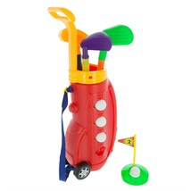 Toddler Toy Golf Club Play Set With Plastic Bag Wheels Clubs Putter Balls - £38.36 GBP