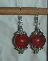  Genuine Natural 16MM Red Spongy Coral Earrings - €17,04 EUR