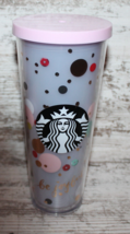 Rare Starbucks 24 Oz Venti Cold Cup Tumbler Be Joyful Pink Polka Dots Holiday - £19.94 GBP