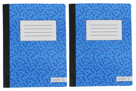 2 Pack Yoobi153; Composition Book College Ruled - Blue, 9.75&quot; x 7.5&quot; 100... - £15.56 GBP