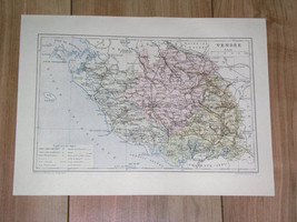 1887 Original Antique Map Of Department Of Vendee La Roche / France - $26.09