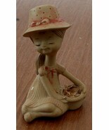 Cute Ceramic Little Girl Figurine, SIGNED, VERY CUTE PIECE VGC - $10.81 CAD
