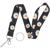 Flower Pattern Neck Lanyard For Keys, Wallet, Id Card - New - Black Chuju - £10.29 GBP