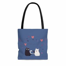 Cats In Love Valentine&#39;s Day Galaxy Blue AOP Tote Bag - £20.83 GBP+