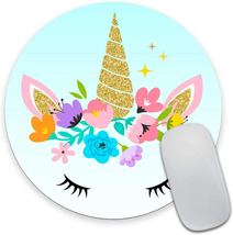 Cute Unicorn round Mouse Pad, Office Gifts, Teacher Gifts, Promotional Items, Un - $10.09