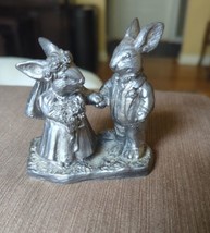 1997 Ricker Rabbit Pewter Statue Bride and Groom Rabbits #269 Vintage - $19.34