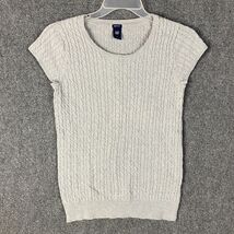 Gap Blouse Women&#39;s Large Stretch Knit Gray Half Sleeve Cotton Blend L - $16.73 CAD