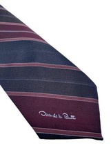 Vtg Oscar de la Renta Tie Necktie Spellout Designer Black Purple Burgundy 1970s - £37.16 GBP